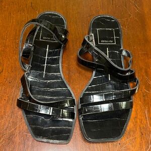 Dolce Vita Glossy Black Croc Sandals